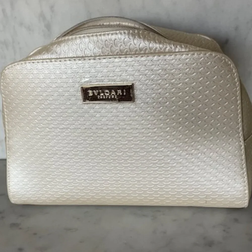 BVLGARI Parfums Pearl Scallop Print Cosmetics Make Up Clutch Bag NWOT
